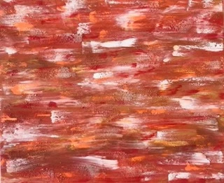 tableaux abstraits contraste rouge et matière sablage