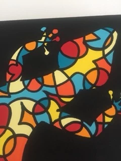 Tableaux gecko graphique noir et multicolore décoration