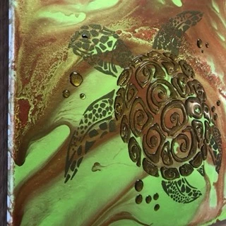 tableau tortue décoration thème de la mer en relief