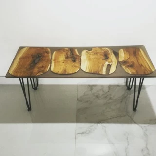 table basse en résine couleur fumé mat bois teck